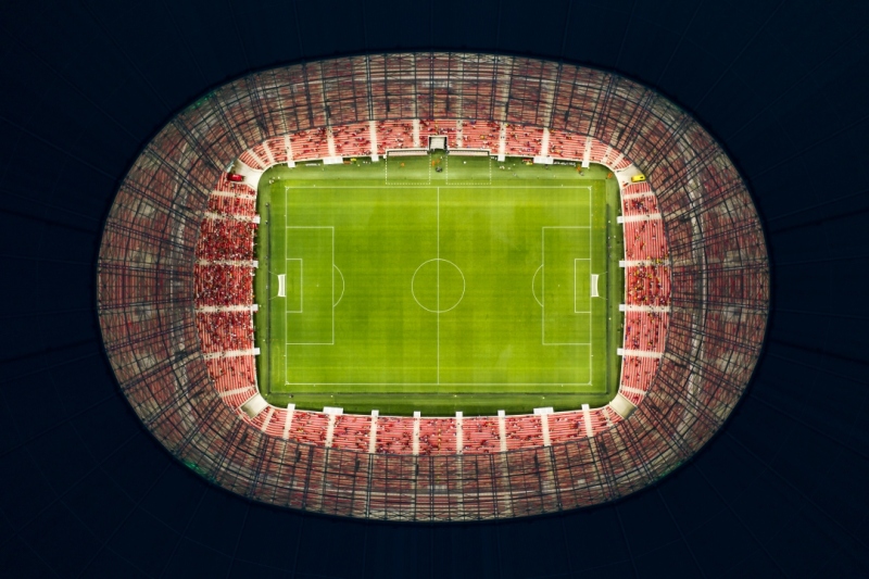 Aerial photo about the Puskas arena in Budapest Hungary. Venue for several matches in 2021 for champions league