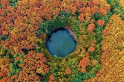 Bottomless Lake next to Mezohegyes city.  People also called crater lake. generated after an explosition  during natural gas exploration in 1961.