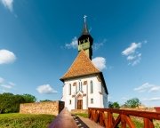 Historical Church in Ofoldeak village Hungary, alfold region. This is an splendid renowated church what built in 15th century. Hungarian name is Szuz Maria keresztenyek segitsege erodtemplom