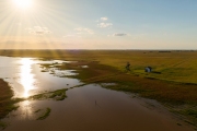 Kardoskut white lake in Hungary. Amazing nature reserved area in lowland Bekes county. Little lake in steppe with splendid wild animals