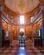 Library of Pannonhalma Archabbey in Hungary. Amazing frescos old wood book shelfs and much more historical religious  relicvies