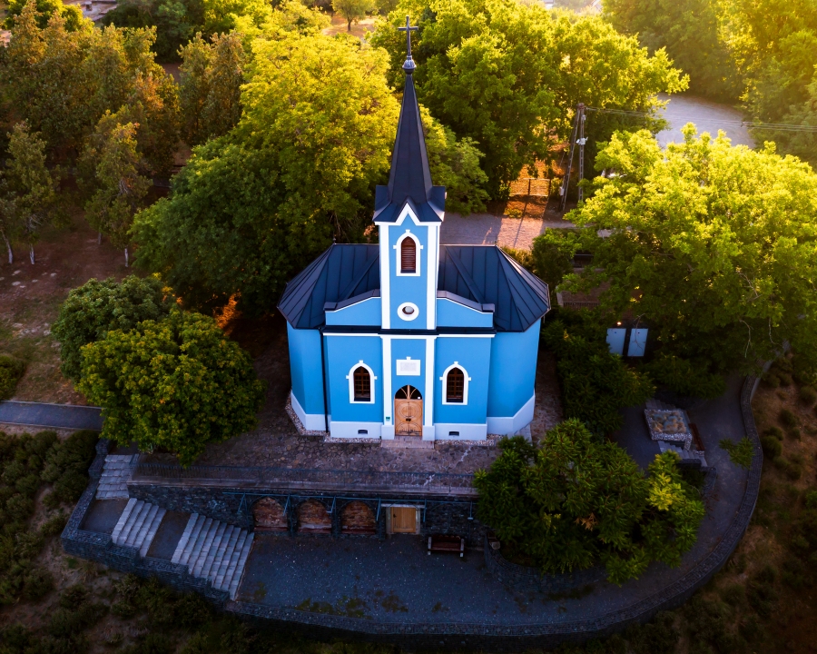 Ble chapel in Balatonboglar Hungary. The chapel it has on the Saint Erzsebet park next to red chapel..kormendí family built this in 1856.