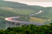 Viaduct of Koroshegy in Hungary next to lake Balaton in M7 Highway.