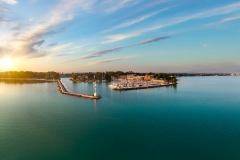 Harbor of Siofok in Hungary. Amazing panoramic ladscape about the lake Balaton with the Siofok harbor. Lake Balaton is the Hungarian sea.