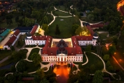 05.01.2020. Hungary Godollo. Aerial photo about the Royal castle of city. Sissy queen summer palace.