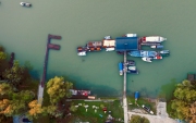 Luppa island on Danube river near by Budapest hungary.  Amazing panoramic landscape in the morning time.