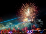 Giant firework in Budapest. This is king St Istvan memorial day. This day it is august 20 in every year. National holiday due  the day of the Foundation of Hungary.