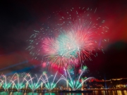 Giant firework in Budapest. This is king St Istvan memorial day. This day it is august 20 in every year. National holiday due  the day of the Foundation of Hungary.