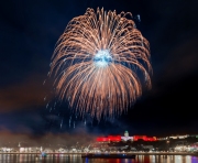 Giant firework in Budapest. This is king St Istvan memorial day. This day it is august 20 in every year. National holiday due  the day of the Foundation of Hungary.
