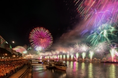 Giant firework in Budapest. This is king St Istvan memorial day. This day it is august 20 in every year. National holiday due  the day of the Foundation of Hungary.