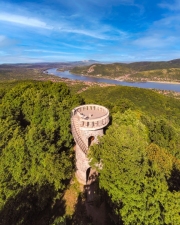 Julianus lookout tower in Danube bend Hungary. Near by Nagymaros city. Fantastic view all of Visegrad mountain. This viewpoin built in 1939. It was built by Encyan Tourist Association