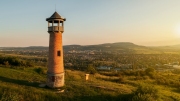 Strazsa hill lookout tower in Hungary between of dorog and Ezstergom city. Amazing lookout point and education trail is here. Hungarian name is Strazsa hegyi kilato.