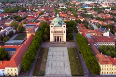 Amazing aerial citycape with cathedral. Vac is a fantastic city not too far from Budapest in Hungary. This baroque style old historical church built in 1761.