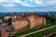 Amazing aerial photo about the Castle of Gyula ferris wheel. famous historical fort in south Hungary near by Romanian border.