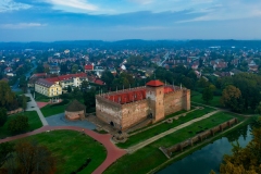 Amazing aerial photo about the Castle of Gyula ferris wheel. famous historical fort in south Hungary near by Romanian border.