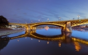 Amazing panoramic phot about the Margaret bridge in Budapest Hungary