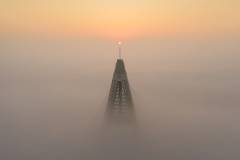 Foggy sunrise at Megyeri bridge,