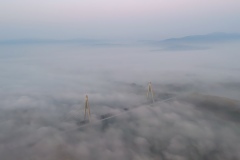 Foggy sunrise at Megyeri bridge,