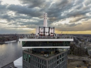 Panoramic landscape about the Amsterdam's skylines included the A'dam lookout tower and Eye Film Museum too.
