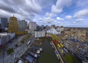 Arial cityscape about downtown of Rotterdam Netherlands.
