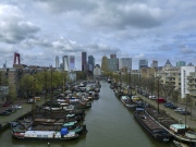 Arial cityscape about downtown of Rotterdam Netherlands.