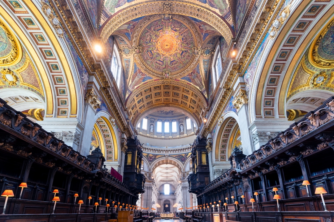 06.23.23. London, United kingdom. St Pauls cathedral is most popular touristical church in London city. Splendid interior spaces and amazing arts on the wall.