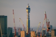 Amazing London city cityscape with BT tower and tower cranes This photo was taken from Parliement hill which is the highest point of the United Kingdom's Capital city.