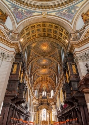 11.07.2019. London, UK, St Paul Cathedral. Splendid inside of the St Paul catherdal. Amazing, altar, frescos and cupola