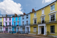 brightly-coloured houses in London Primrose hill. You can see these in many movies and TV series.