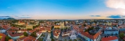 Amazing cityscape about Eger city in Hungary. Fantastic famous attractions are here. Turkish bath mindaret University basilica ferris wheel adn much more.