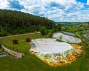 Thermal water pools in Egerszalok. The limestone hill. Mineral natural terraced basins in Egerszalok, Hungary.