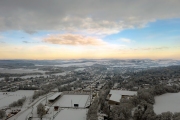 Snow coveres Szilvasvarad town in Hungary