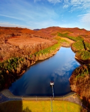 Csorreti reservoir in Matra mountains Hungary. This is highest reservoir  in Hungary. volume of 1,1 million cubic meters. 5 streams fill continuously