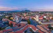 Amazing cityscape about Eger city in Hungary. Fantastic famous attractions are here. Turkish bath mindaret University basilica ferris wheel adn much more.