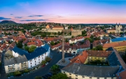 Amazing cityscape about Eger city in Hungary. Fantastic famous attractions are here. Turkish bath mindaret University basilica ferris wheel adn much more.