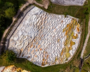 Thermal water pools in Egerszalok. The limestone hill. Mineral natural terraced basins in Egerszalok, Hungary.