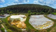 Thermal water pools in Egerszalok. The limestone hill. Mineral natural terraced basins in Egerszalok, Hungary.