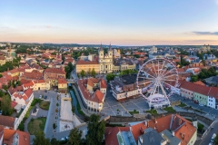 Amazing cityscape about Eger city in Hungary. Fantastic famous attractions are here. Turkish bath mindaret University basilica ferris wheel adn much more.