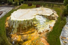Thermal water pools in Egerszalok. The limestone hill. Mineral natural terraced basins in Egerszalok, Hungary.
