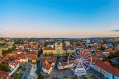 Amazing cityscape about Eger city in Hungary. Fantastic famous attractions are here. Turkish bath mindaret University basilica ferris wheel adn much more.