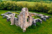 Schlosberg temple riuns in Macseknadasd Hungary. Amazoing ancient monument ruins near by Pecs city in Mecsek mountains