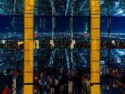 09.15. 23. New York, USA. The Summit one vanderbilt observatory deck is a wonderland. Glass floor, mirrors and windows everywhere. You can see the city in a uniqe view.