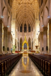 09-19.23. New York, USA. Interior of Saint Patrick's Cathedral. Famous and popular tourist sight in Manhattan.