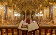 Europe hungary Budapest Hungarian Parliament historical building. decorative staircase