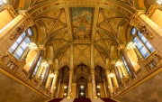 Europe hungary Budapest Hungarian Parliament historical building. decorative staircase