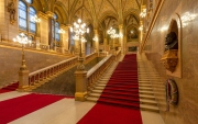 Europe hungary Budapest Hungarian Parliament historical building. decorative staircase