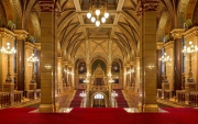 Europe hungary Budapest Hungarian Parliament historical building. decorative staircase