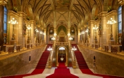 Europe hungary Budapest Hungarian Parliament historical building. decorative staircase