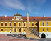 Unique view about the Pecs Basilica parish building  in springtime. Pecs is a beautiful city in Hungary.