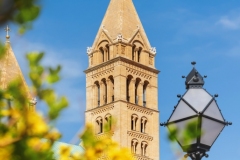 Unique view about the Pecs Basilica in springtime. Pecs is a beautiful city in Hungary.